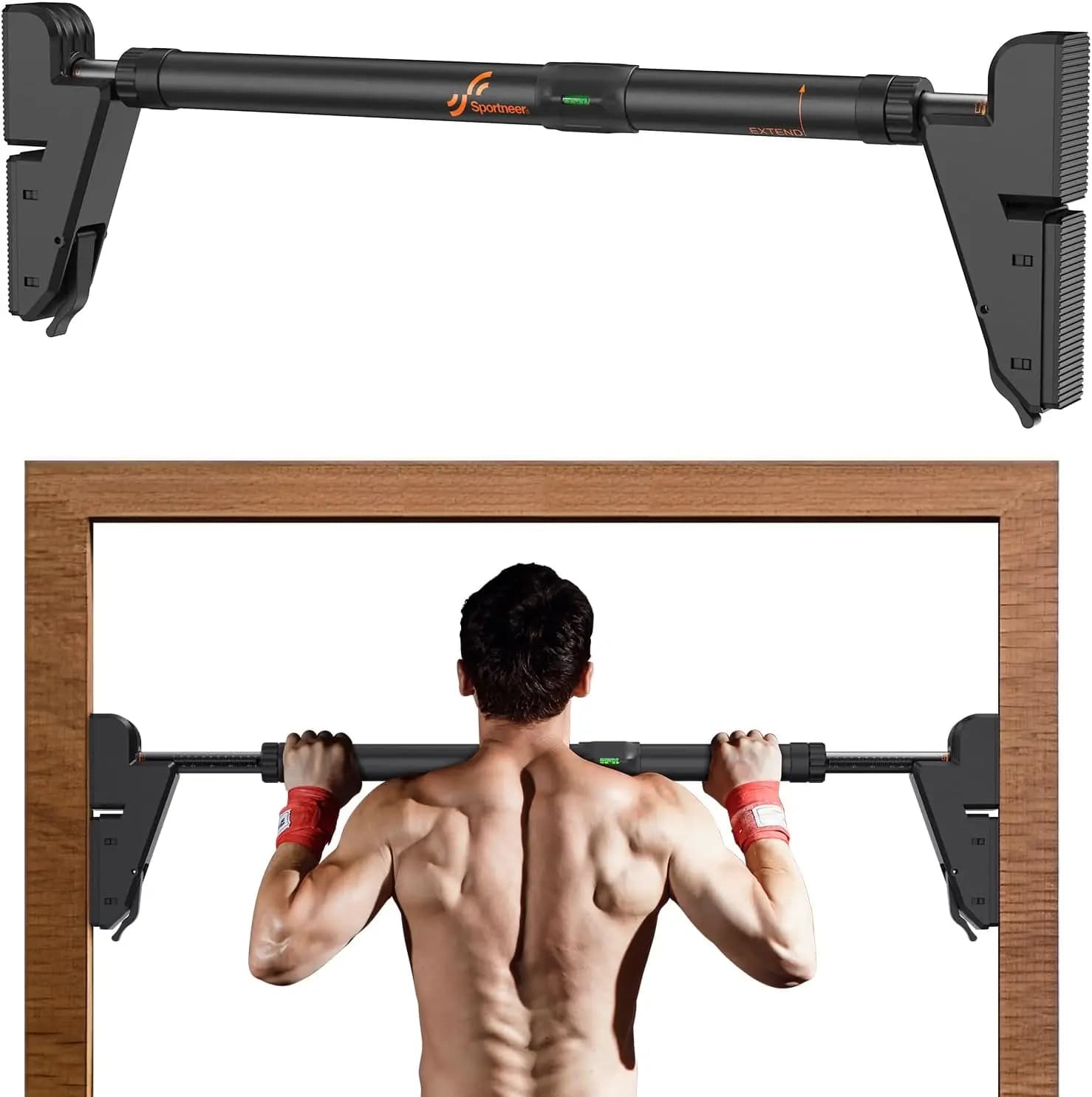 Barra per trazioni per porta barra per trazioni regolabile senza viti per porta telaio per porta barra per trazioni per palestra di casa barra per allenamento della forza Horiz