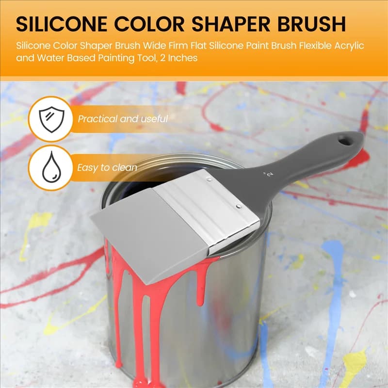 ABSE-Silicone Color Shaper Brush Wide Firm Flat Silicone Paint Brush Flexible Acrylic And Water Based Painting Tool