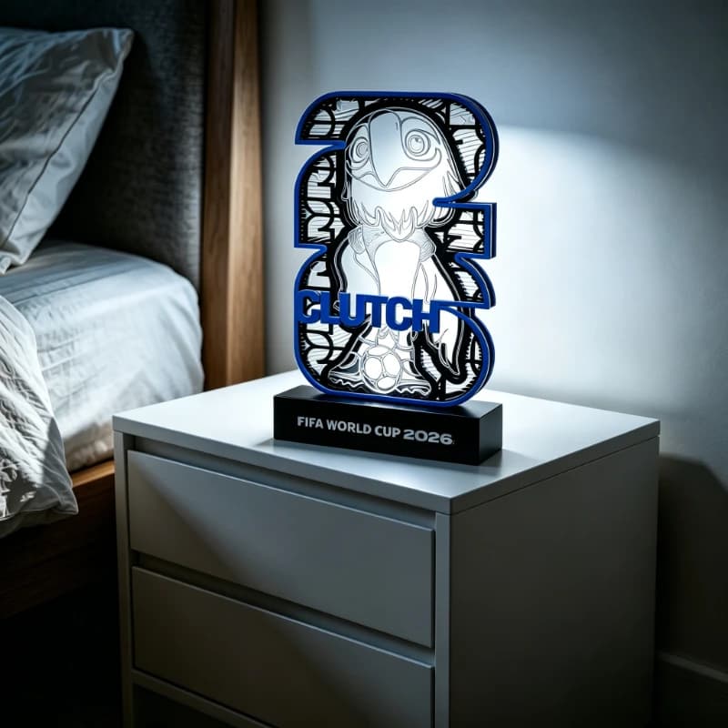 Lampada Notturna a Tema Mascotte della Coppa del Mondo FIFA, in Legno, Decorazione per Comodino, Souvenir Unico per Tifosi di Calcio