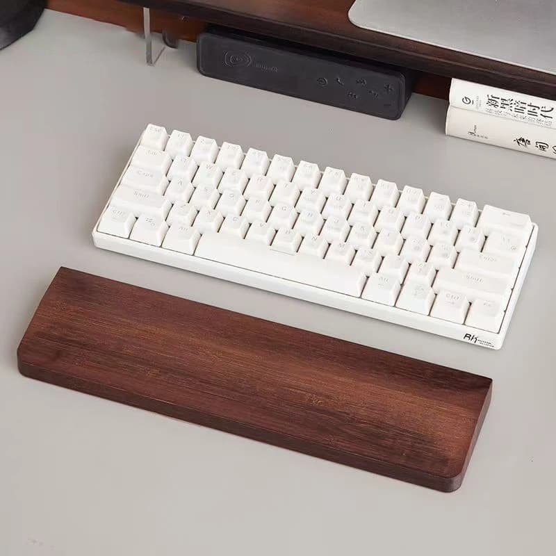 For Mechanical Keyboard Bamboo Wrist Rest Fit for 60 87 104 Keys Walnut Wood Ergonomic Smooth Waterproof Palm Support