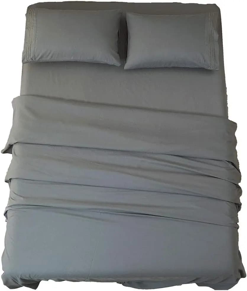 Bed Sheet Set Super Soft Microfiber 1800 Series Luxury Egyptian Sheets 16-Inch Deep Pocket Wrinkle and Hypoallergenic-4 Piece(Queen Dark Grey)