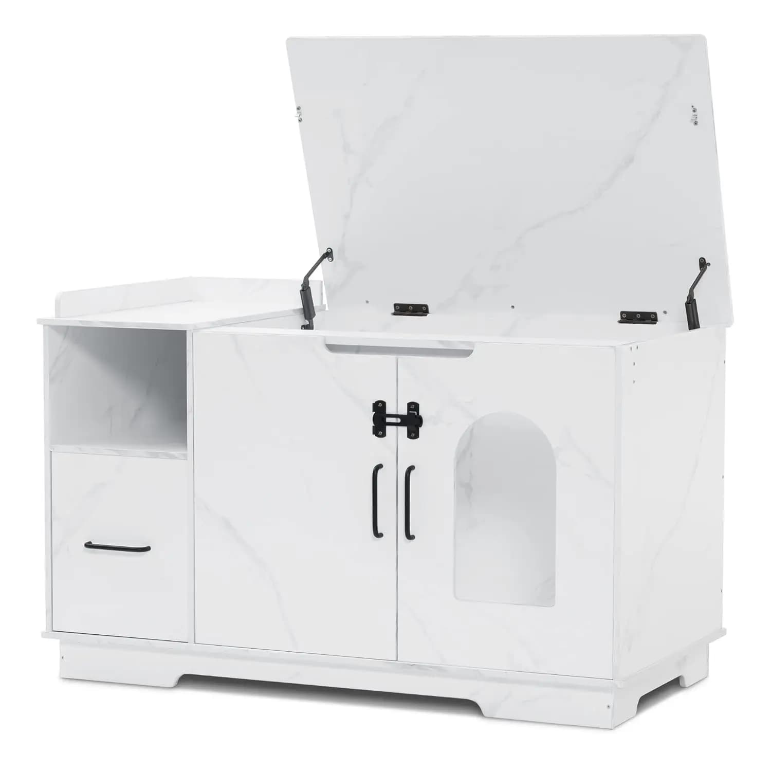 Mobiletto Lettiera per Gatti Extra Large Nascosto con Apertura Superiore, Armadietto in Legno Chiuso con Cassetto, Bagno per Gattini, Contenitore per Interni, Personalizzabile