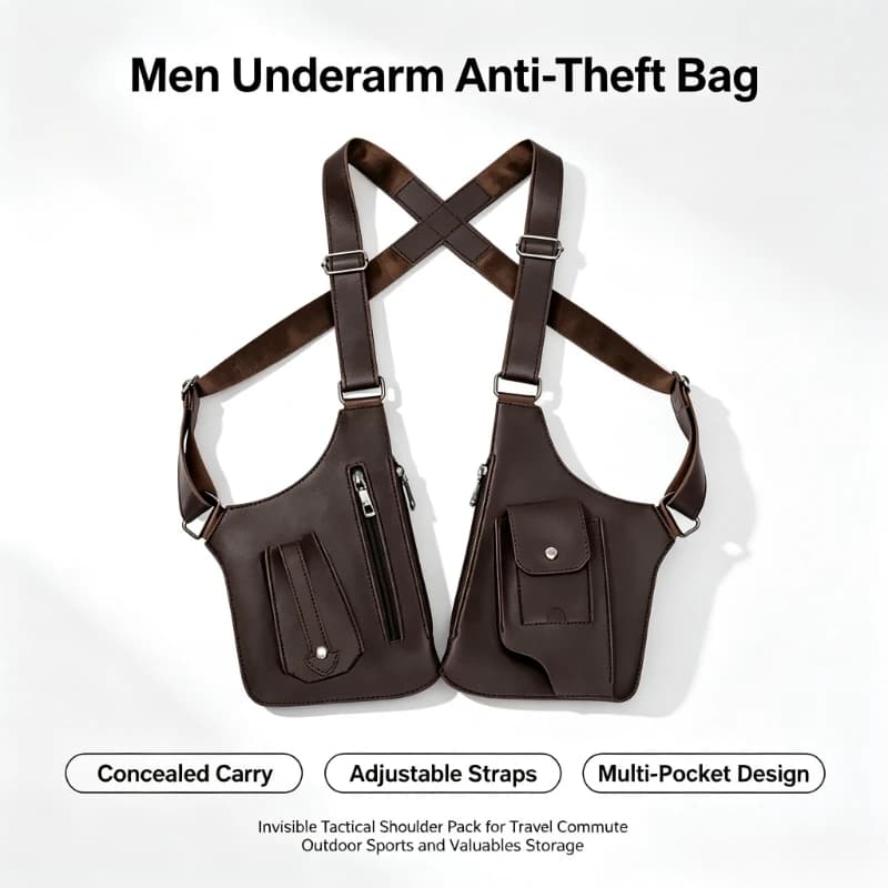 New Men Invisible Underarm Anti-theft Shoulder Bag Adjustable Strap Tactical Concealed Pack Portable Security Pouch