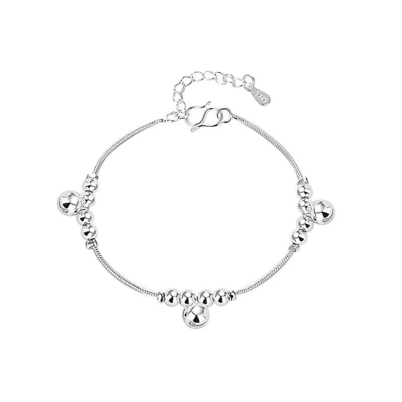 Sterling Silver Color Bracelets for Women 3 Group Bells Charm Female Hand Chain Link Orignal Fashion Jewelry With Stamp