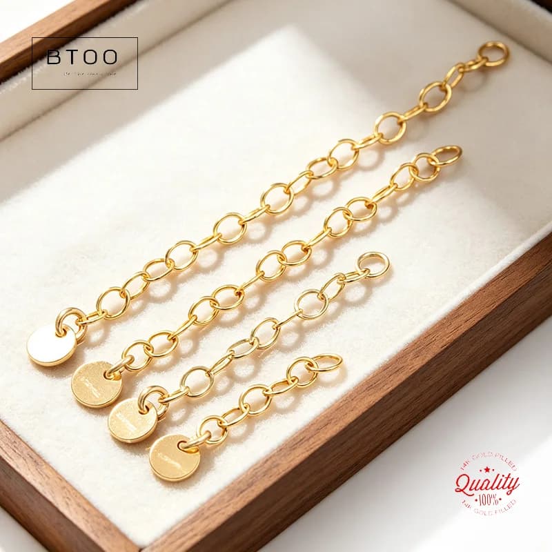 Catena di estensione in oro 14 carati per braccialetti con ciondolo a disco rotondo, accessori per la creazione di gioielli, catena per collane