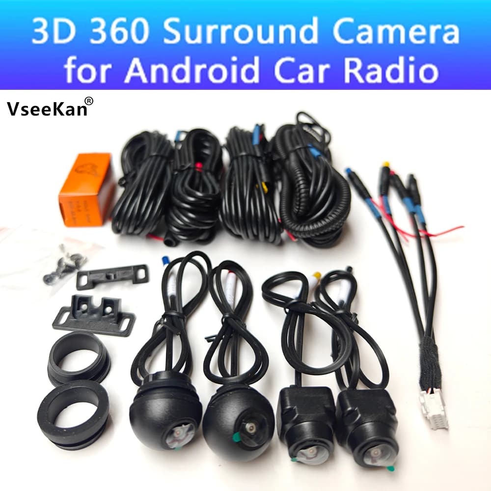 1080P 3D Telecamera da 360 gradi Sistema di visione surround per parcheggio Guida con sistema panoramico Bird View 4 Telecamera per registratore per auto