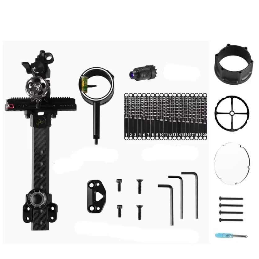 TOPOINT TX9610 6in Compound Bow Sight LH/RH CNC Aluminum 4/6/8x Lens Carbon Rod Optic Micro Adjustable Sight Suit