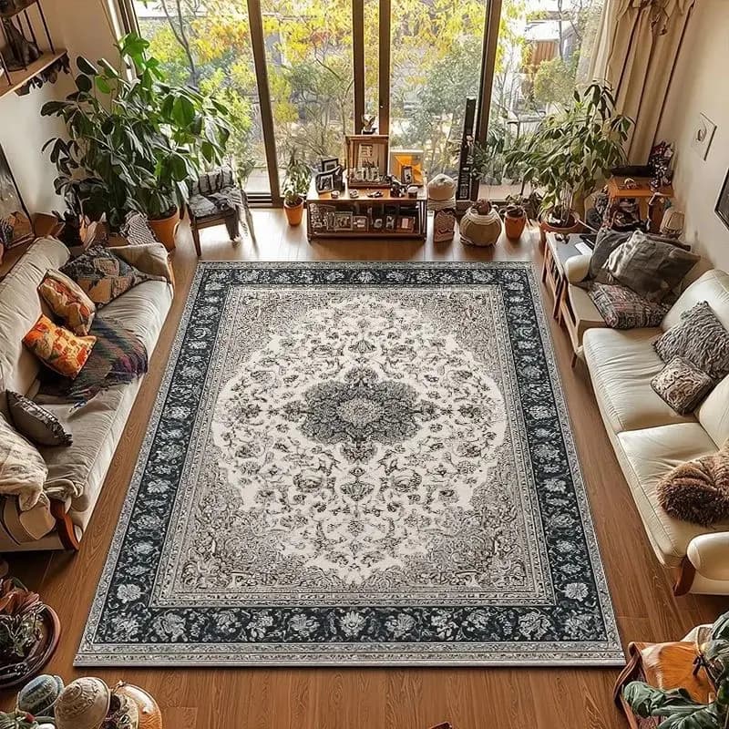 VIKAMA Machine Washable Non-slip Royal Isfahan Area Rug Soft Carpet for Living Room Bedroom Home Decor