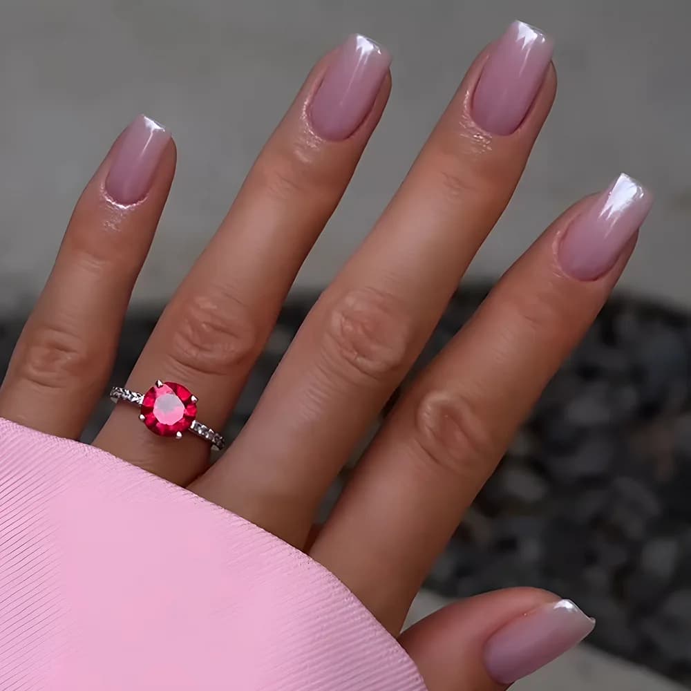 Nuovi Adesivi per Unghie 2026, Semplici e Dolci, Rosa Brillante Iridescente, per Nail Art