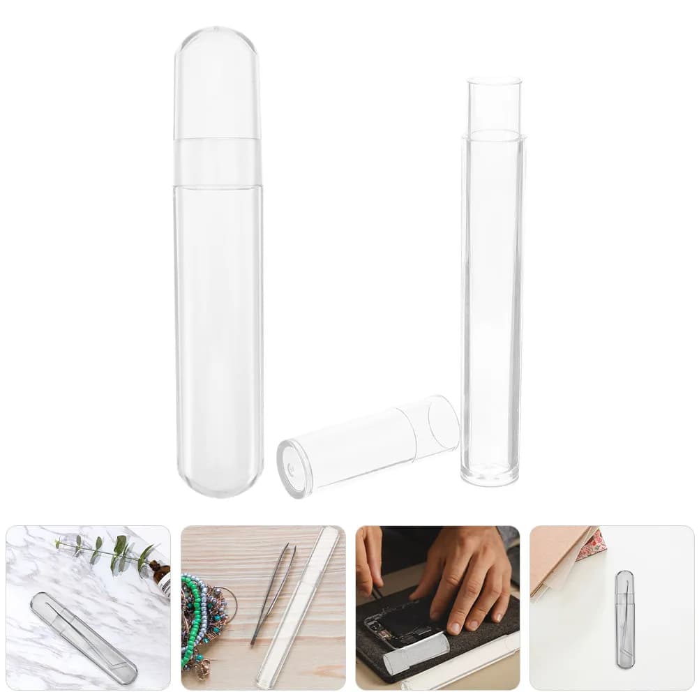 2 Pezzi Contenitore Trasparente in Plastica per Pennelli da Trucco, Organizzatore per Extension Ciglia, Porta Pinzette, Organizer Trasparente