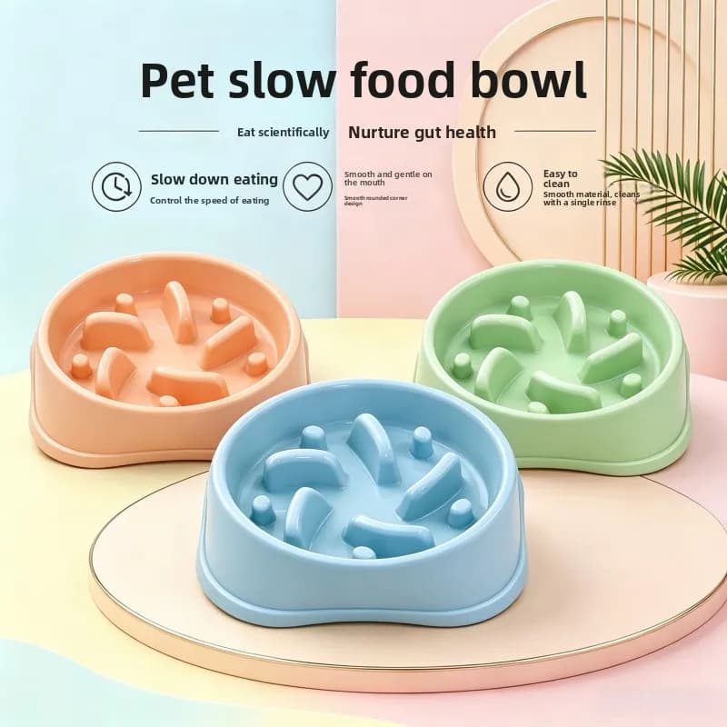 1/3pcs Non Slip Slow Feeder Dog Bowl Large Capacity Anti Choke for Medium Large Breed Pets Cats Food Dish Blue