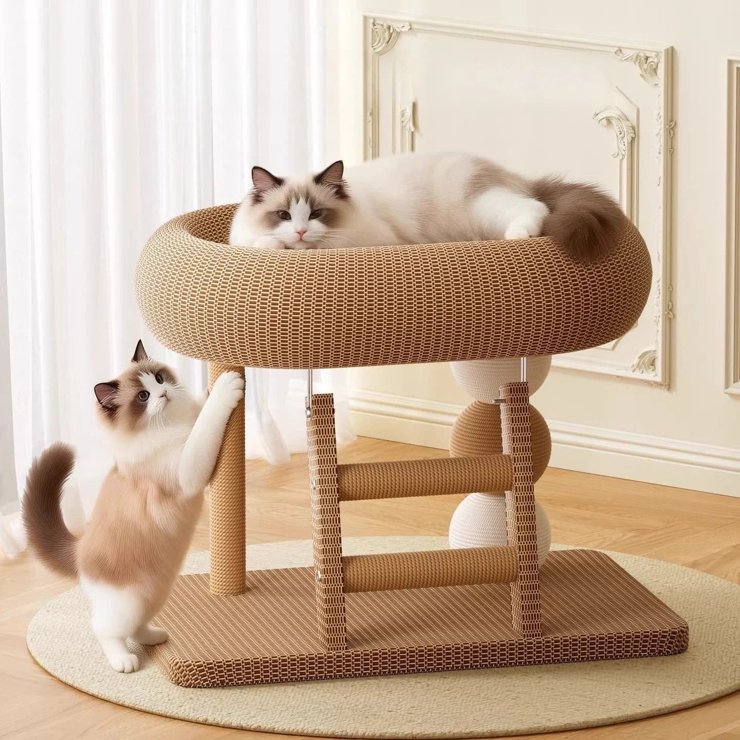 Large Cat Scratching Post Cat Stand Climbing Frame House with Integrated Sisal Post Scratch-Free Ball Pet Supplies for Cats