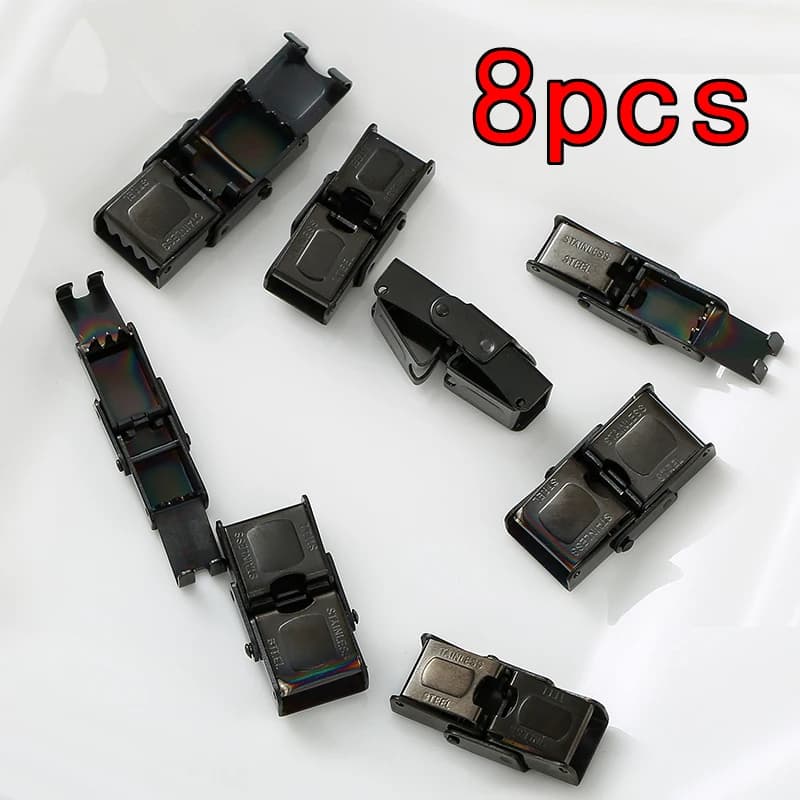 8 pieces black leather cord buckle stainless steel flat connector for leather cable diy bracelet accessories for jewelry creation