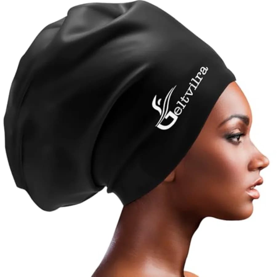 Waterproof Extra Large Silicone Swimming Caps Turban for Women Girls Men with Long Hair Braids Dreadlocks to Keep Hair Dry