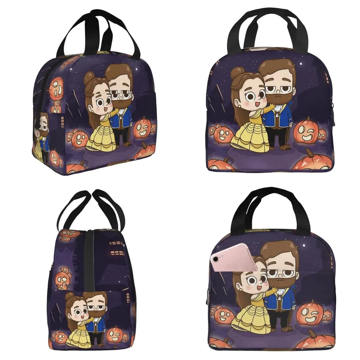 Pibu-beauty And Beast - Pibubear Insulated Lunch Bag for Kids School Cooler Thermal Food Box Tote Lunch Boxes Container