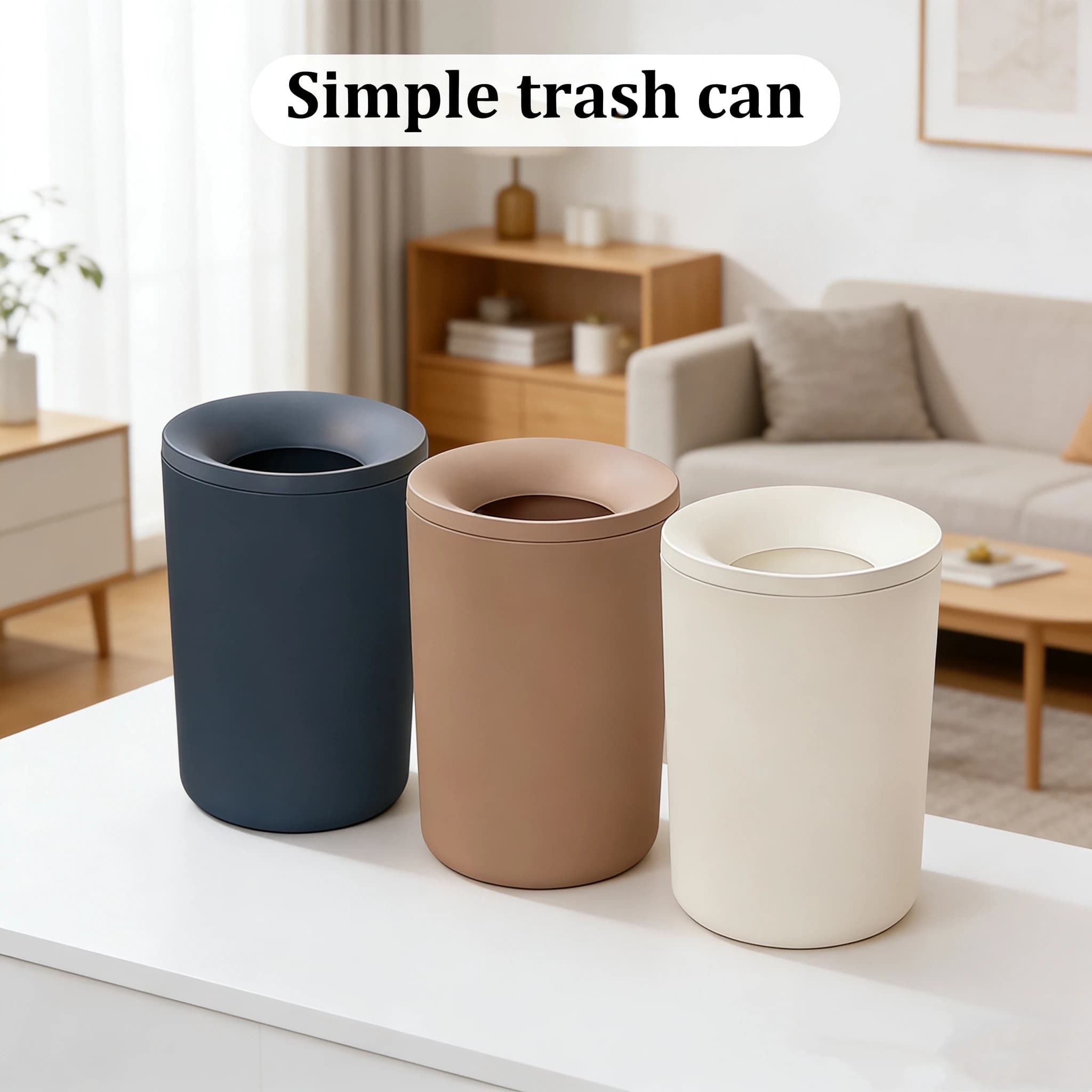 Confezione da 2, Pattumiere in Stile Moderno e Minimalista, Contenitori per Rifiuti Cilindrici Universali per la Casa, Set Combinato da 6L e 10L, Adatti per Bagno/Cucina/Soggiorno