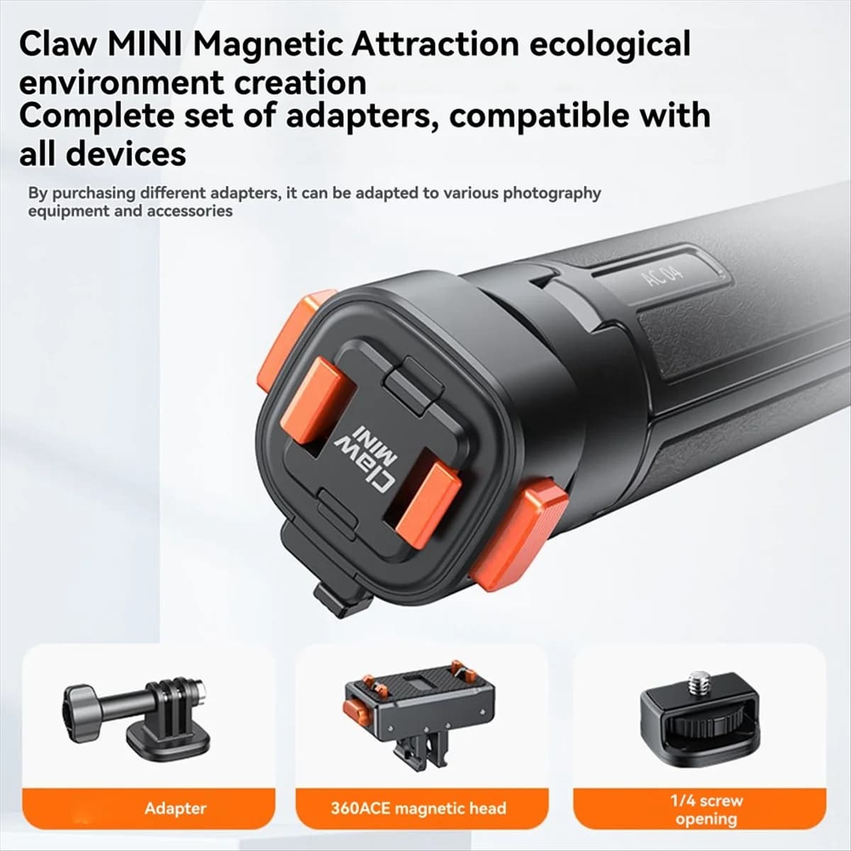 Mini treppiede magnetico per selfie stick a sgancio rapido con attacco a vite 1/4 per action cam