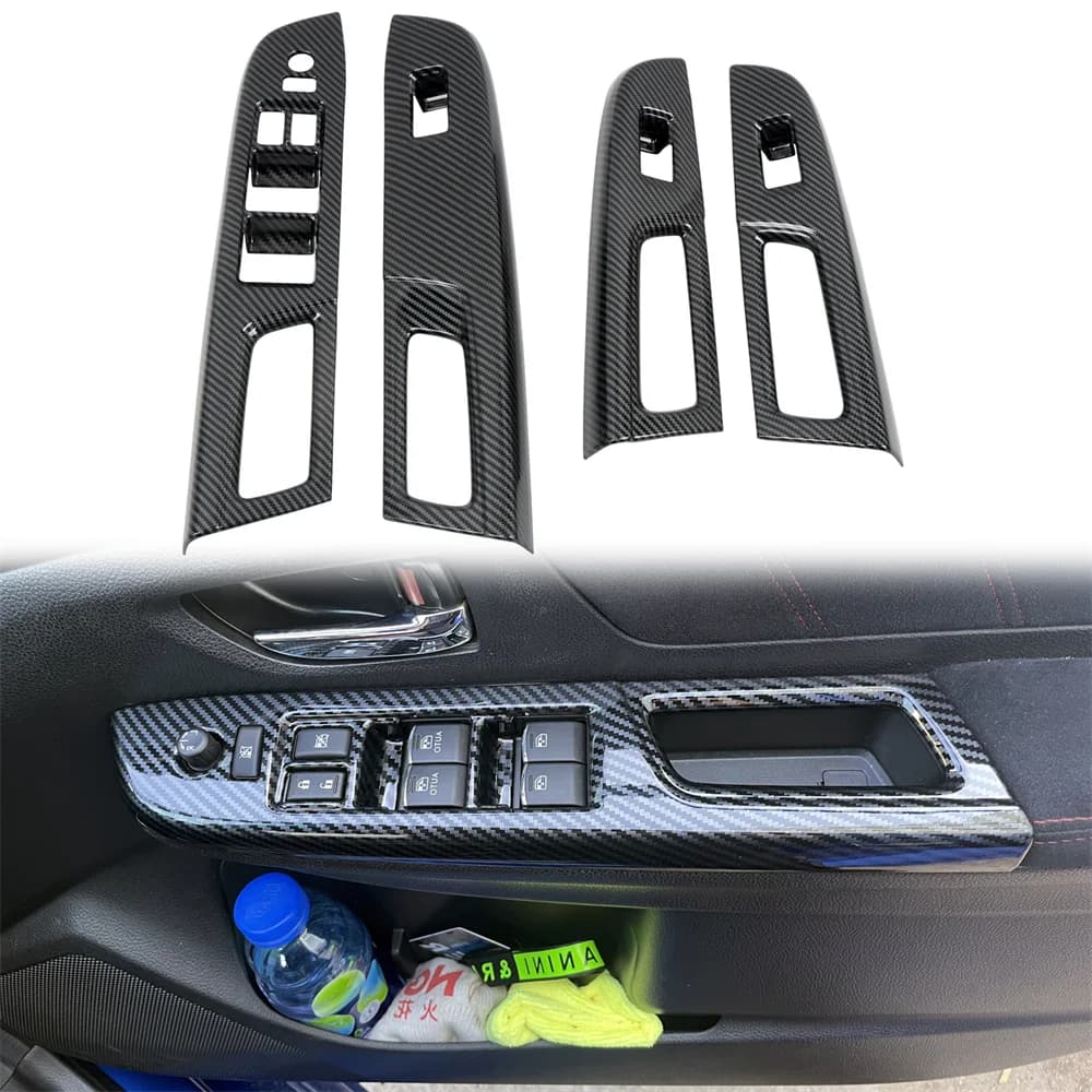 Per Subaru WRX STI 2015-2020 RHD! Accessori interni auto bracciolo porta finestra interruttore ascensore copertura Trim ABS Cabon fibra nero 4 pezzi