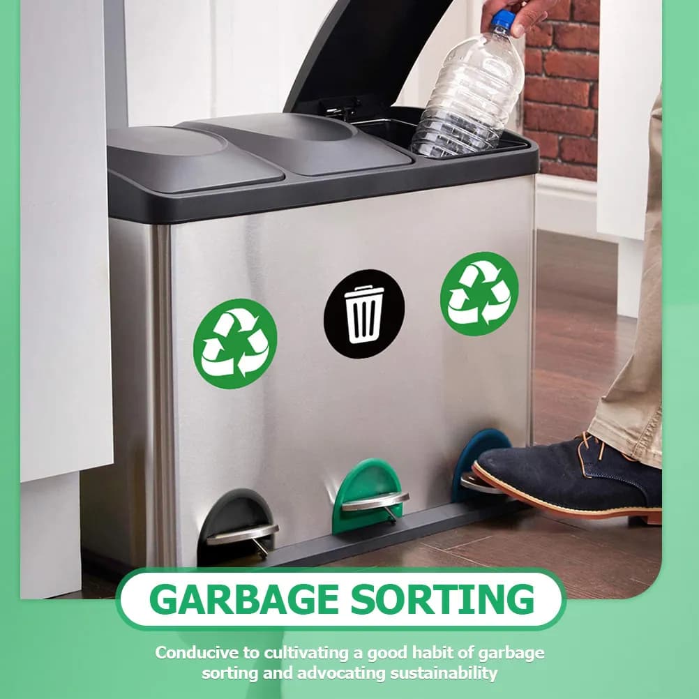 3Sets Adhesive Recycling Stickers for Trash Bins PVC Waterproof Wear Resistant Garbage Sorting Labels Promote Eco Friendly