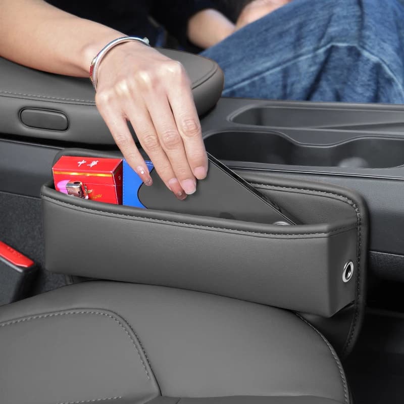 Car Seat Side Gap Filler Storage Box Key Card Cup Phone Holder Pocket For Peugeot 2008 3008 5008 2011~2022 2023 2024 Accessories