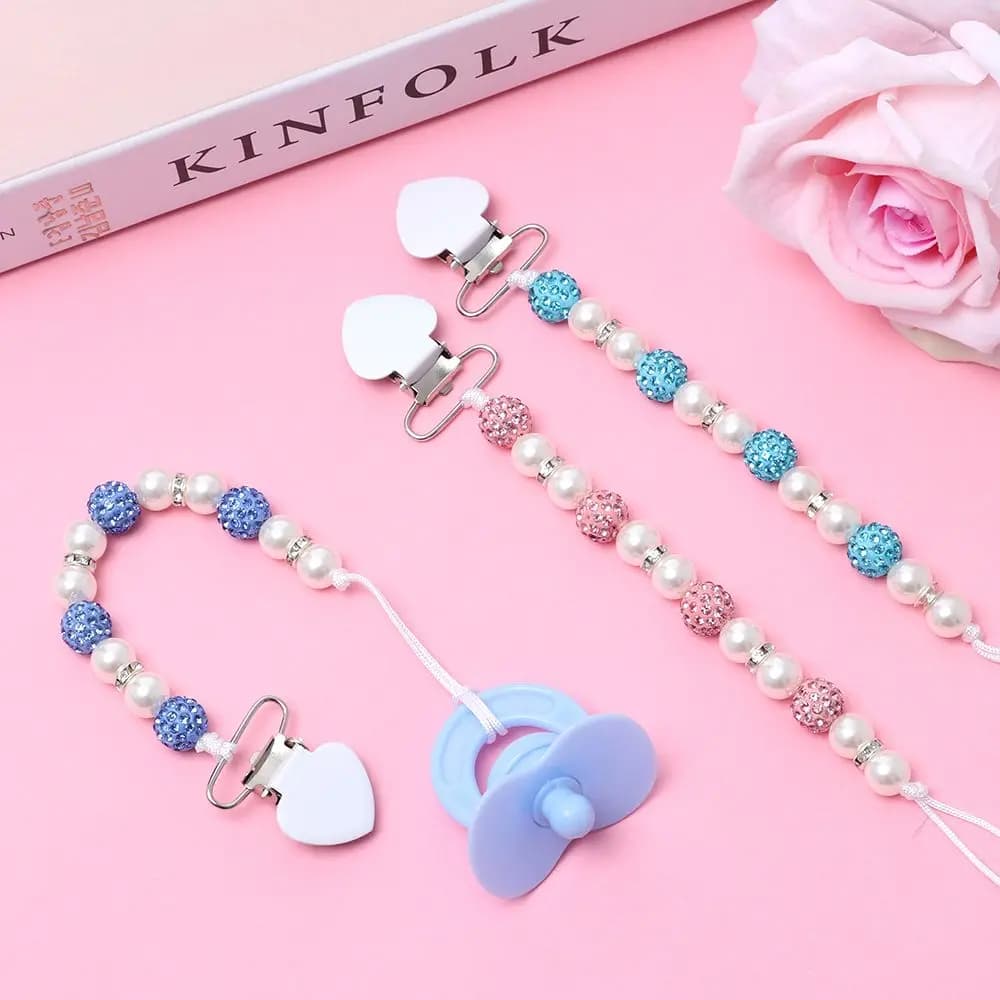 Regali di moda Ragazzo Ragazza Catena per succhietto Porta capezzoli Clip per ciuccio con perline Cinghia per massaggiagengive