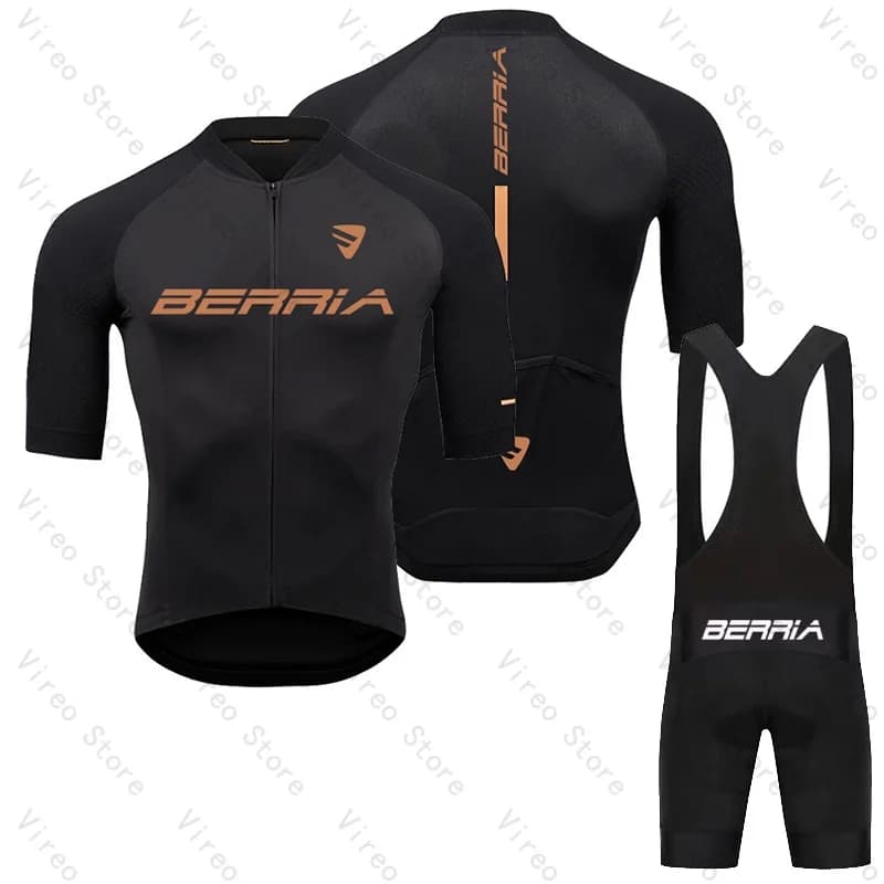 BERRIA Cycling Jersey Set Short Sleeve and Bib Shorts Pro Race Bicycle Breathable Quick-drying MTB Ropa Maillot Cycling Clothes