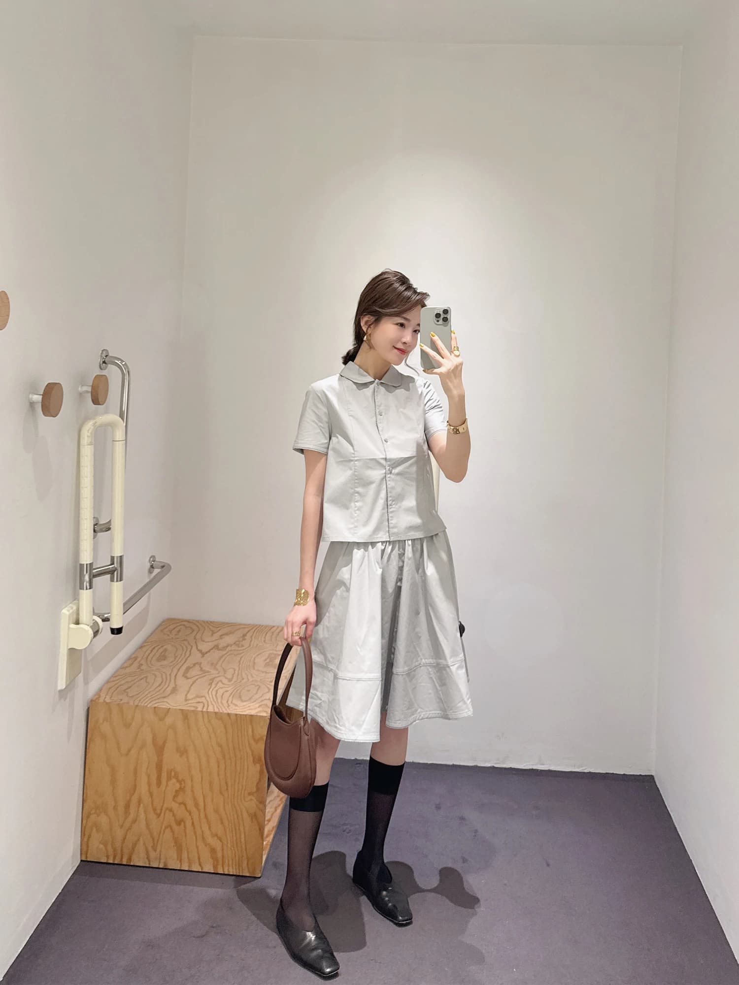 Elegant Simple Cotton Short Sleeve Embroidered Shirt Skirt Set Ageless Women's Spring Summer New Arrival Loose Fit Breathable
