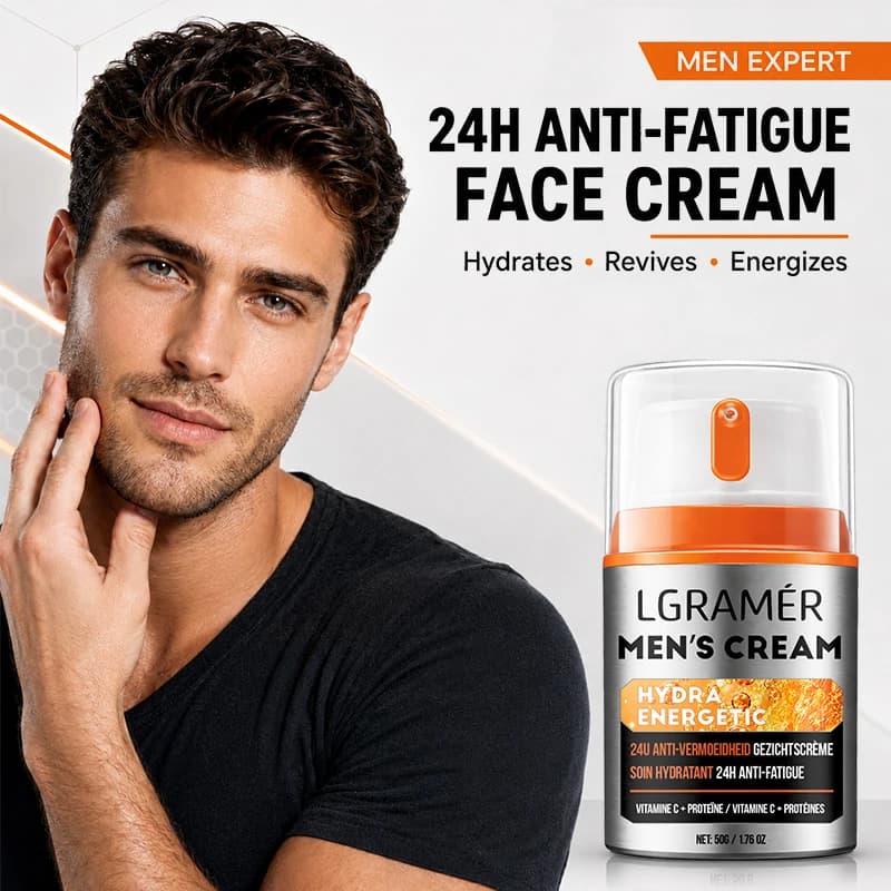 Men's Facial Cream Hydra Energetic Daily Anti-Fatigue Vitamin C,Moisturizing Non-sticky,Lotion,Hydrating Face Cream for Dry Skin