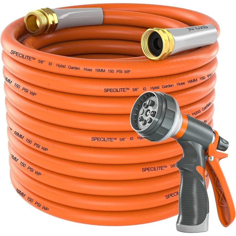 Flexible and lightweight garden water pipe 200 feet x 5 8 inch with burst resistance up to 600 shock resistant hybrid psi