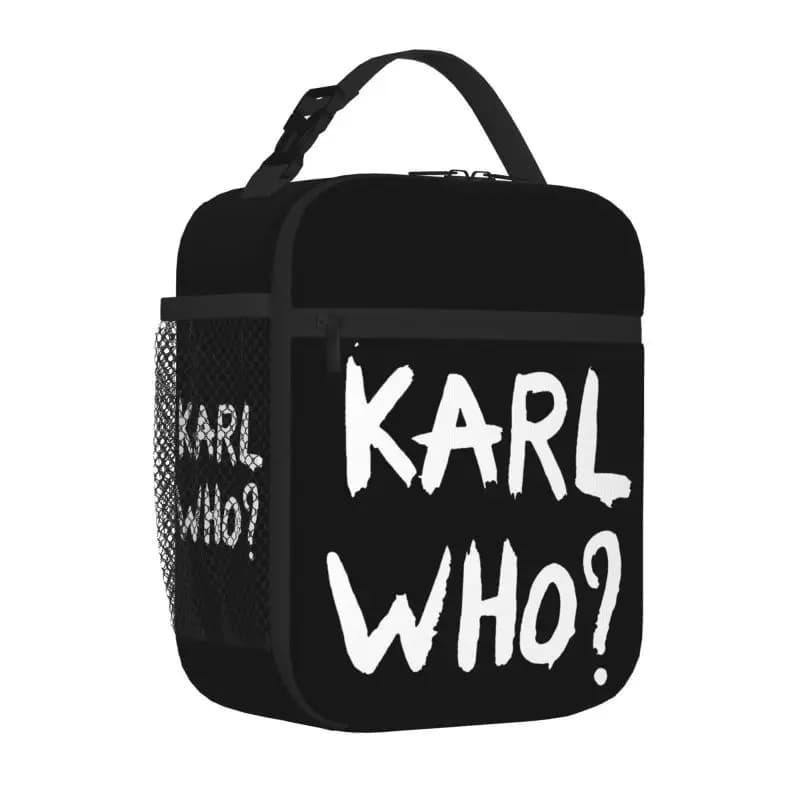 Borsa per il pranzo con stampa slogan Karl Who Borse per pasti isolate portatili Borsa termica riutilizzabile Bento Oxford per viaggi scolastici Picnic Spiaggia