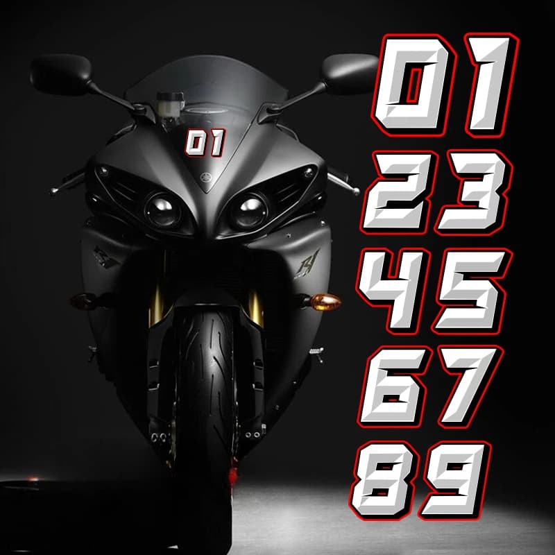Adesivo numero moto 0123456789 Adesivi moto per casco serbatoio carburante parabrezza pannello laterale decalcomanie protezione solare impermeabile