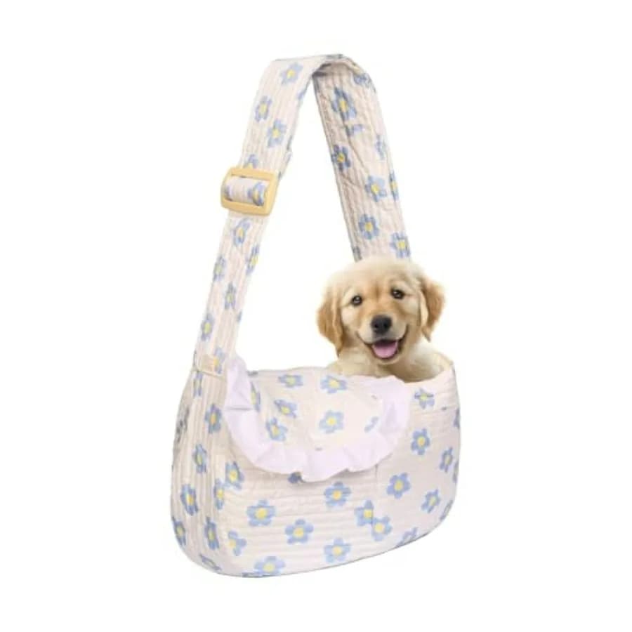 Floral Print Pet Carrier Bag for Dogs and Cats, Carry 5-15 Lbs Pet Purse, Hands-Free Design Pet Bags