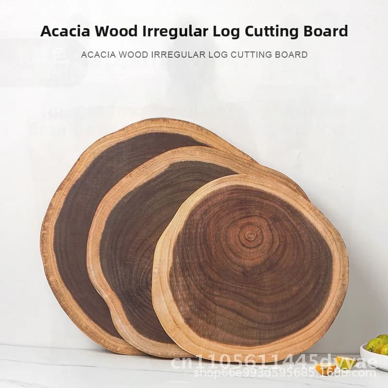 Tagliere in Natural Acacia Wood Creative Simple Solid Double Face Portable Irregular Shape for Fruit and Kitchen