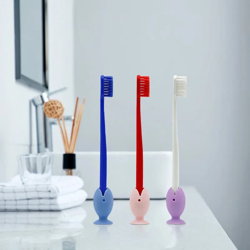 5Pcs Random Color Fish Toothbrush Holder 45mm Mini Cute Cartoon Bathroom Storage Bracket