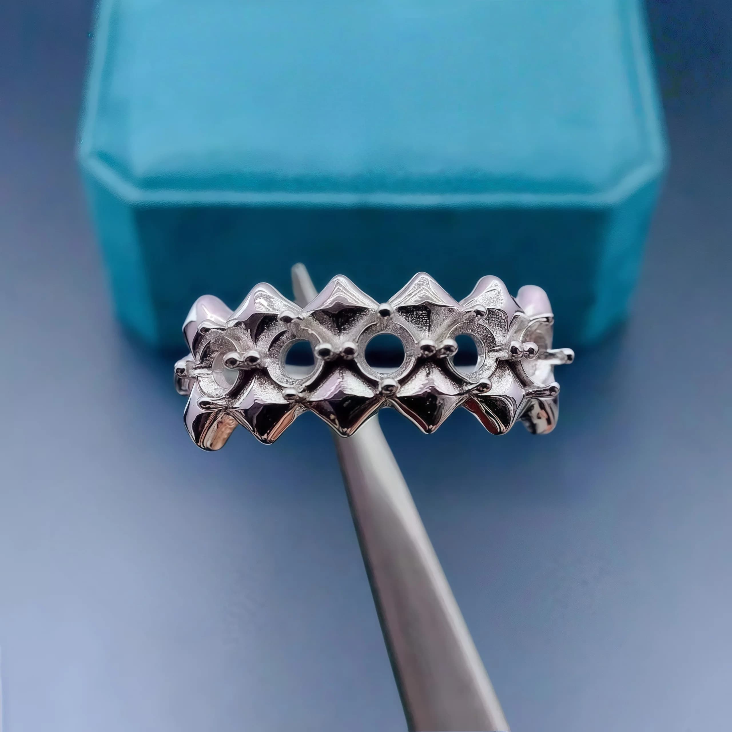 Impostazione porta anello vuoto fai da te in pietra rotonda da 3 mm in argento sterling S925 con design raffinato, gioielli per matrimoni per donna