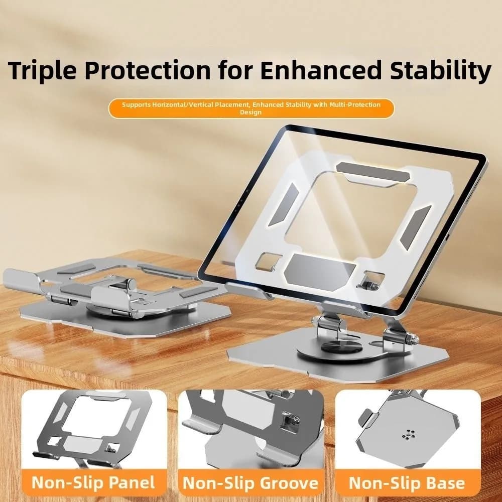 360 ° Supporto per tablet girevole, regolabile, antiscivolo, supporto per laptop, resistente, salvaspazio, per tablet, forniture per ufficio e scuola