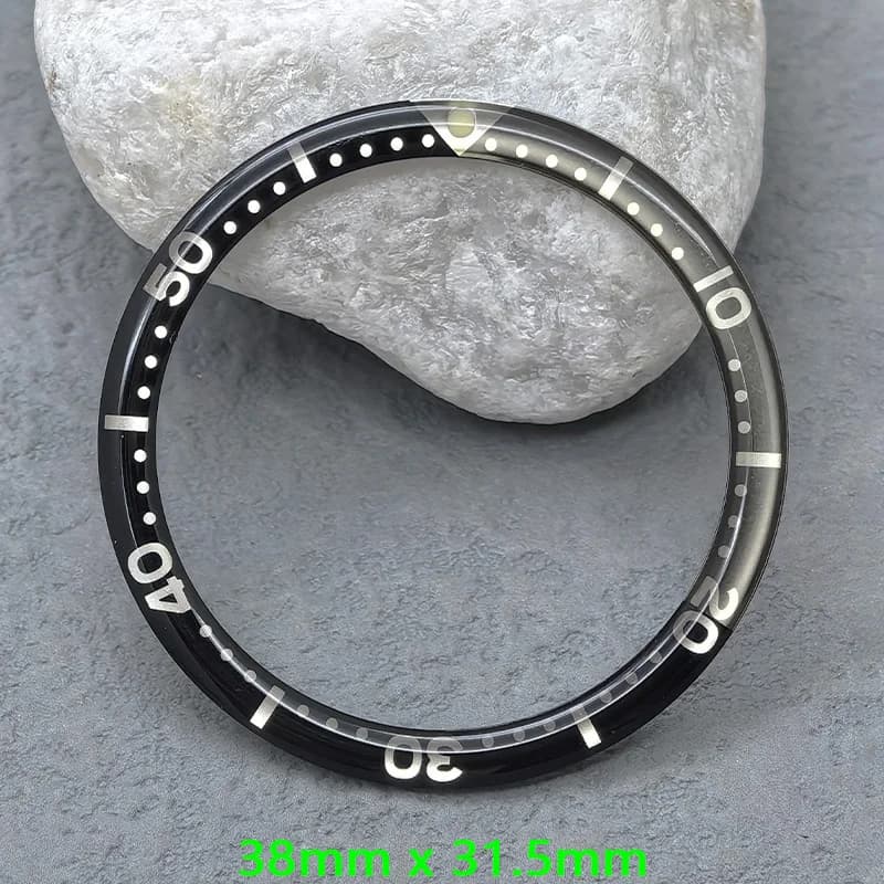 Inserto per Ghiera in Resina e Alluminio 38mmx31.5mm, Anello Piatto per Cassa NH35, Compatibile con Cassa SKX007 SKX009 SRPD, Parti di Ricambio per Orologi con Movimento NH36 NH35