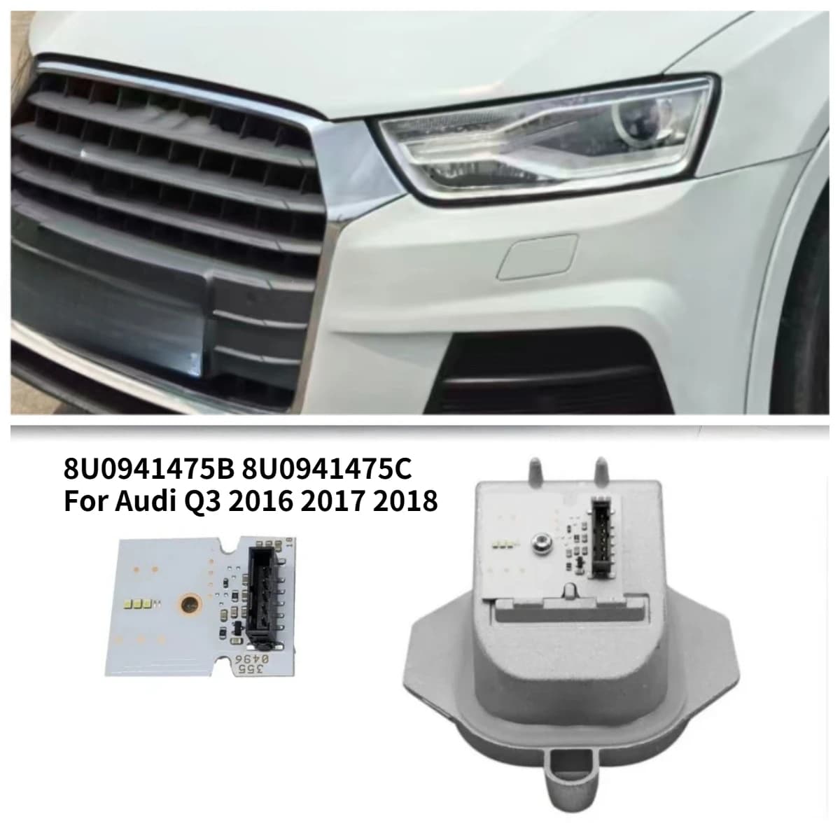 8U0941475B 8U0941475C White LED DRL Module For Audi Q3 SQ3 2015-2018 Xenon Headlight Daytime Running Light Board Replacement