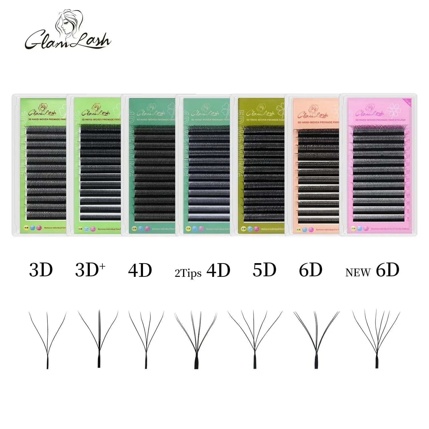 GLAMLASH W Shape Bloom 3D 4D 5D 6D Ciglia Fioritura automatica Ventole di volume preconfezionate Estensioni delle ciglia Morbide naturali