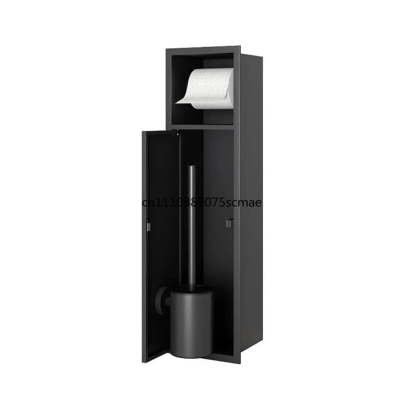 Toilet stainless steel recessed shelf niche toilet toilet brush with door bathroom tissue holder hidden niche