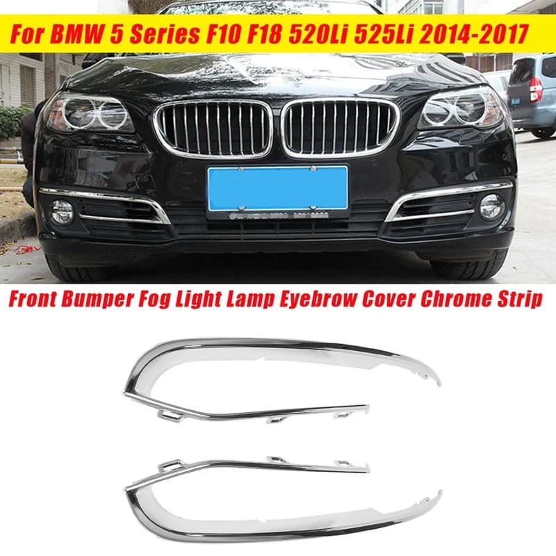 1 paio paraurti anteriore fendinebbia lampada copertura sopracciglio Trim Parts per BMW serie 5 F10 F18 520Li 525Li 2014-2017 Mesh Chrome Strip