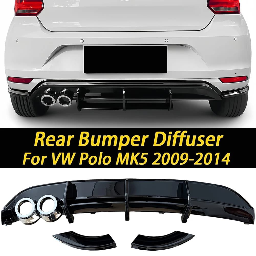For VW Polo MK5 6R 2009 2010 2011 2012 2013 2014 Auto Rear bumper Lip Splitter Spoiler Diffuser Body Kit Edit Exterior
