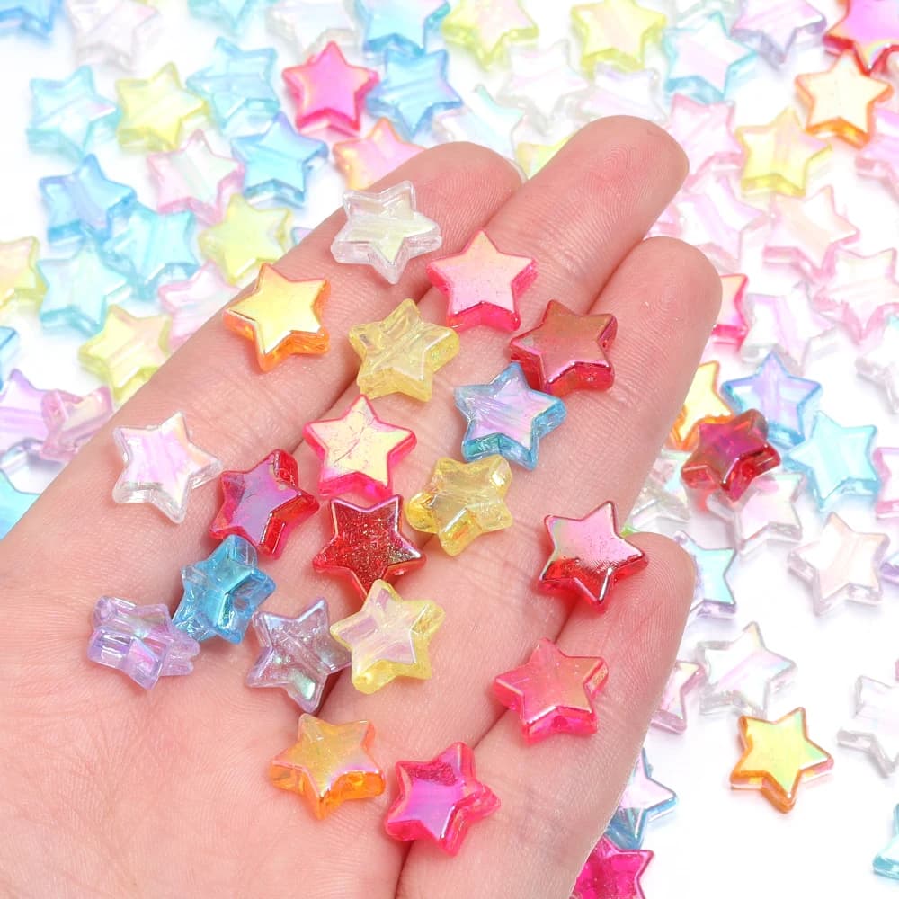100 pz/lotto Colorato Acrilico Stella Foro Dritto Perlina Del Distanziatore Branello Allentato Per Gioielli FAI DA TE Artigianato Che Fanno Collana Bracciale Accessori