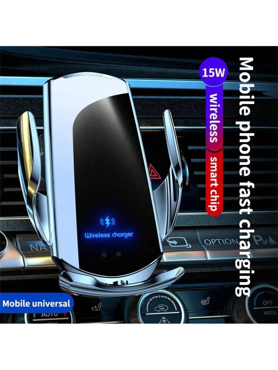Supporto per caricabatterie wireless da auto Smart Auto-Clamp da 15 W per smartphone universali - Ricarica rapida, ausilio alla guida a mani libere
