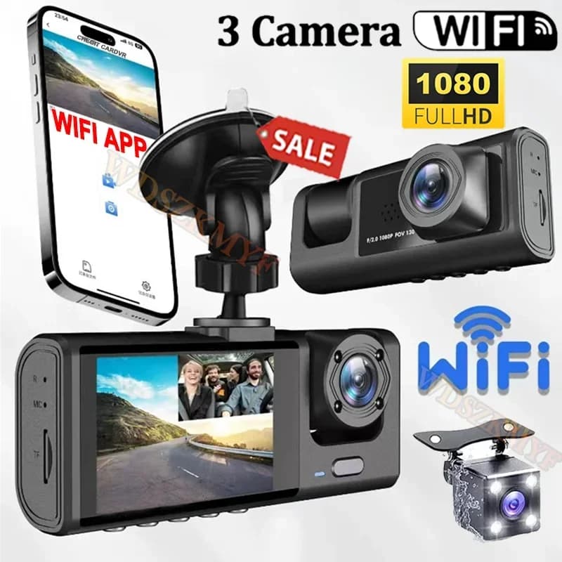 1080P Auto Dvr WiFi APP 3/2 Objective Dash Cam for Auto Camera Recorder Video Camera Front and Back Dashcam Night Vision