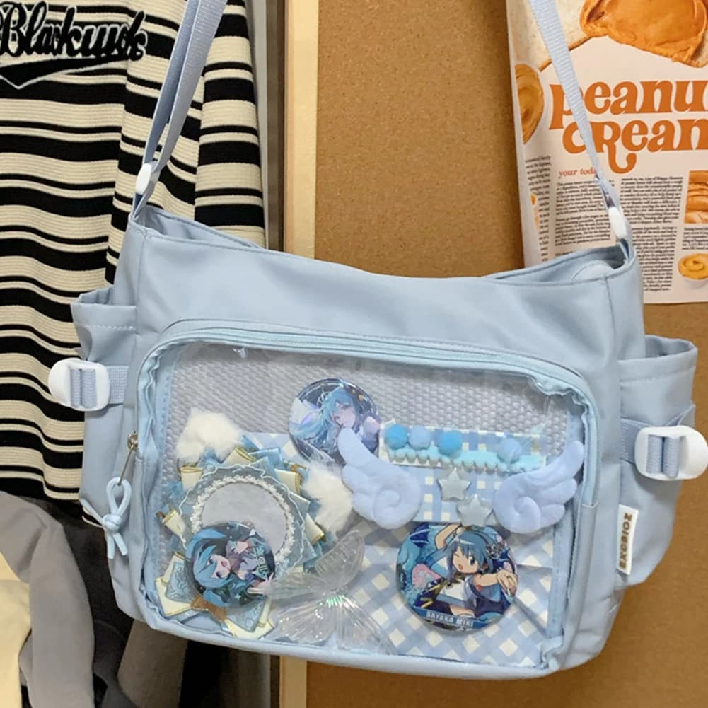 Borsa da donna Y2K Ita Borsa a tracolla kawaii in stile giapponese con finestra trasparente Borsa a tracolla trasparente Lolita Borsa Hobo chic