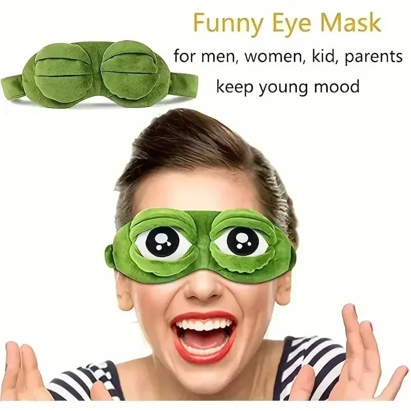 3D Triste Rana Sleep Mask Waist for Natural Sleeping Shadow Cover Benda for Eyes Woman Man Soft Benda Portable Benda for Travel Eyes