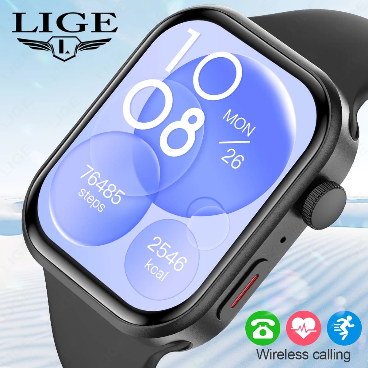 LIGE New Smartwatch for Health with Cardiac Frequency Monitoring, for Men and Women, 2.01", Bluetooth Calls, Music, Women's Smart Sport Watch, Gift