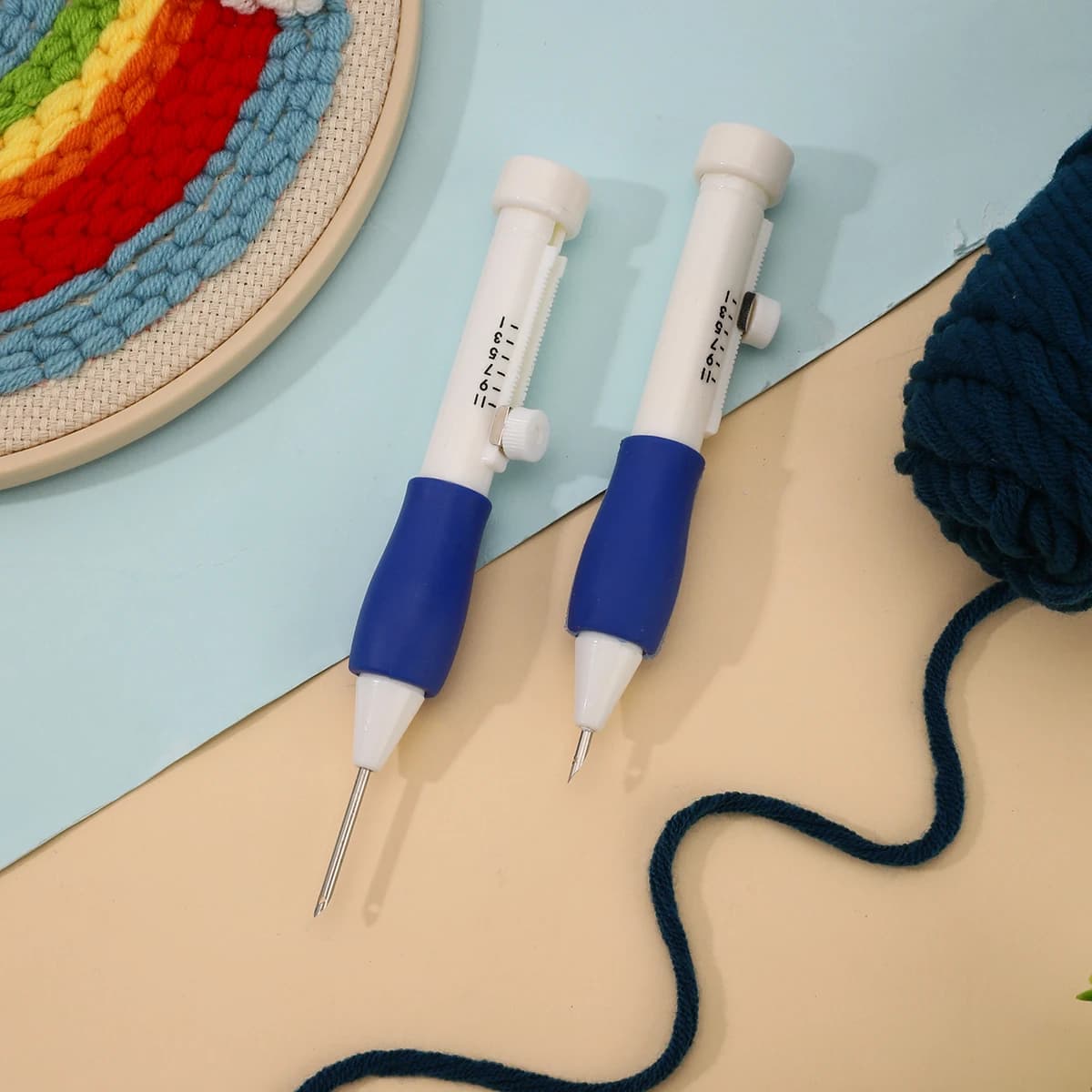 Embroidery Punch Needle Kit Adjustable Embroidery Pen Set Ergonomic DIY Knitting Weaving Embroidery Sewing Tools for Beginner
