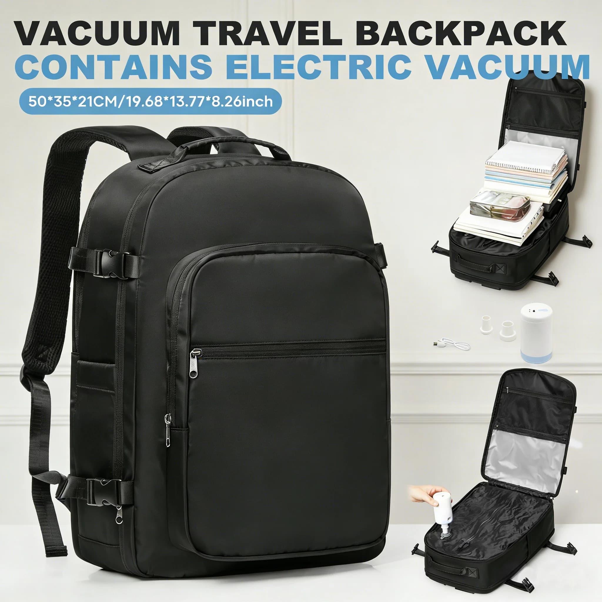 Zaino Sottovuoto con Pompa, Sacche Sottovuoto, Zaino da Viaggio per Laptop da Portare a Mano, per Donne e Uomini, Zaino Scolastico